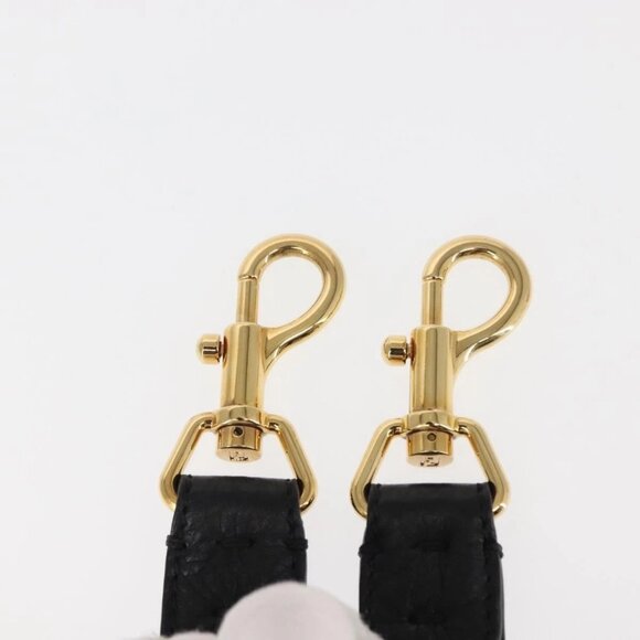 FENDI Monster Studs Shoulder Strap Leather 31.5""-39.4"" Black Gold Auth am9364 - Picture 9 of 11